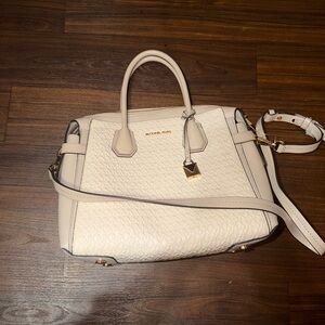 Michael Kors Cream Satchel with Gold Accents